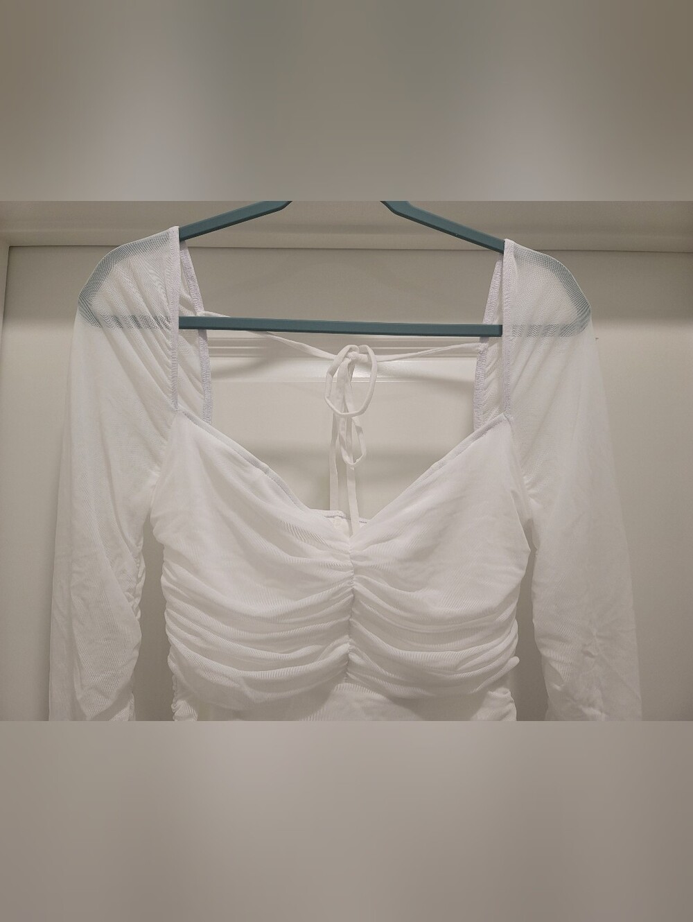 White Ruched Mini Dress - Picture 2 of 5